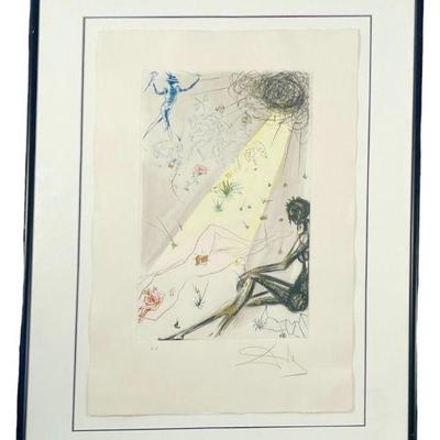 Signed SALVADOR DALI Reclining Nude W/ COA