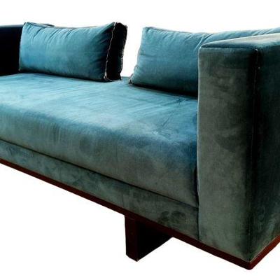 An Exceptional Custom Modern Daybed Sofa in Blue Velvet