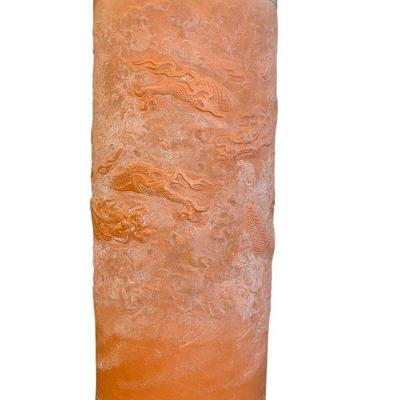 Early Japanese Tokoname Redware Dragon Vase