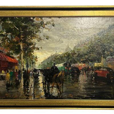 R. BONNET, Oil on Canvas, Paris City Scene