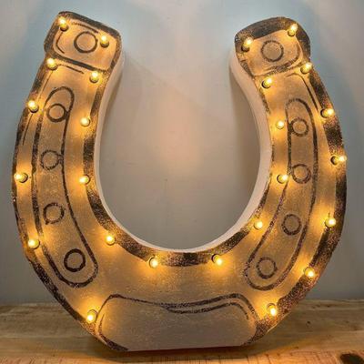 Folk Art Horseshoe Lighted Sign