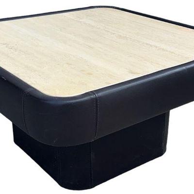DE SEDE Leather and Travertine Coffee Table