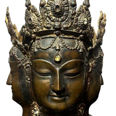 Large Bronze Thai Brahma Head Sculpture