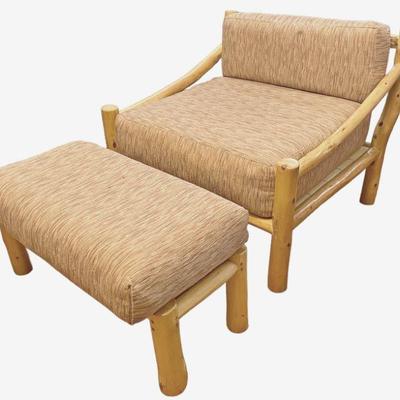 An Oversized Southwestern Pine Club Chair & Ottoman