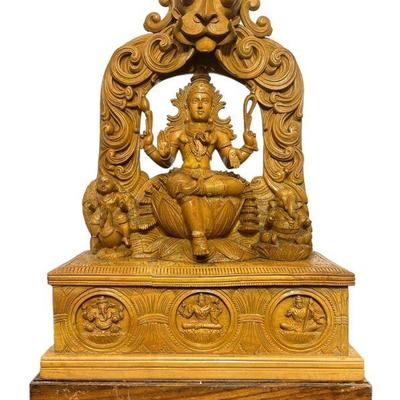 Large Carved Wood Buddhist Statue