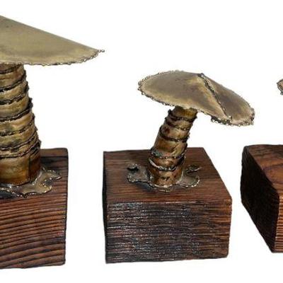 Three Graduated CURTIS JERE Style Mushroom Sculptures