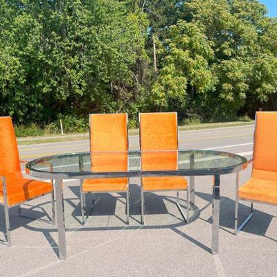 MILO BAUGHMAN For DIA Chrome Dining Table & Chairs