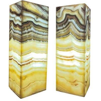 Hand Cut Onyx Pedestal Lamps, Pair