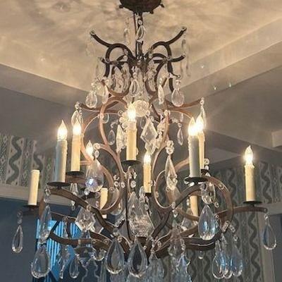 MURRAYS IRON WORKS Iron and Lead Crystal Chandelier