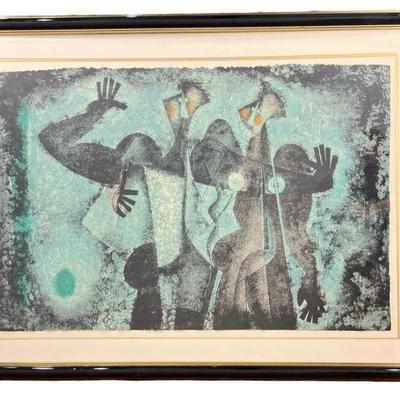 BYRON GALVEZ "Dialogue in Blue" Acrylograph