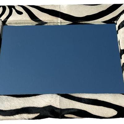 Faux Zebra & Nailhead Trim Mirror