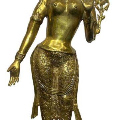 Brass Tibetan Buddhist Tara Goddess Sculpture