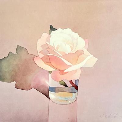 1982 MARK ADAMS Pink Rose Lithograph
