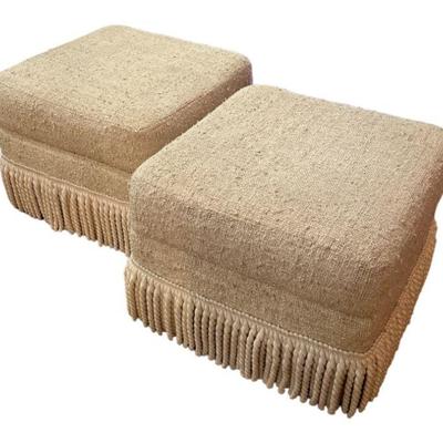 Pair of Contemporary Boucle Ottomans
