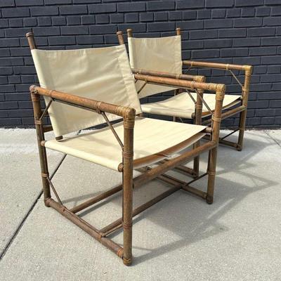 MCGUIRE Safari Chairs, Pair