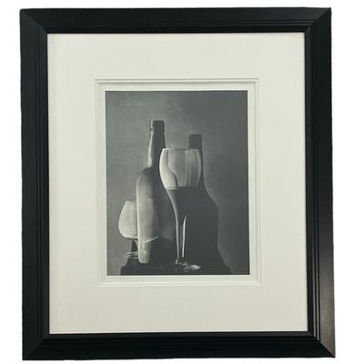 Monochrome Still Life Photograph, Wine, Crate & Barrel