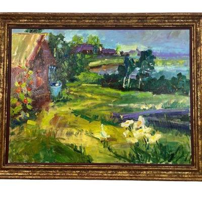 Signed Oil on Canvas Pasture Scene