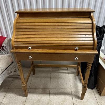 Vintage Oak roll top desk. Measures 31 1/2” wide x 20” deep x 41” tall. AVAILABLE FOR PRESALE. Pick up in North Charleston. Offered at $149.