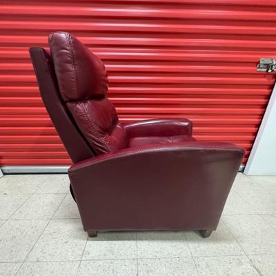 Handsome red leather recliner by Haining High Point Furniture for Synergy Home Furnishings. Comfortable without being oversized/bulky....