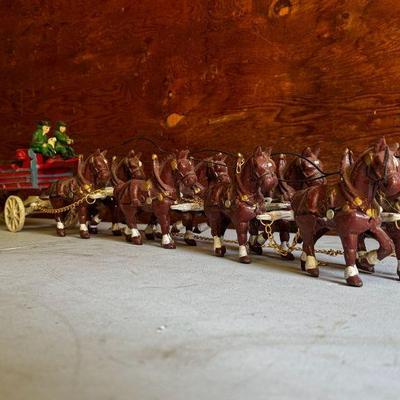 Vintage Cast Iron Clydesdale Beer Wagon
