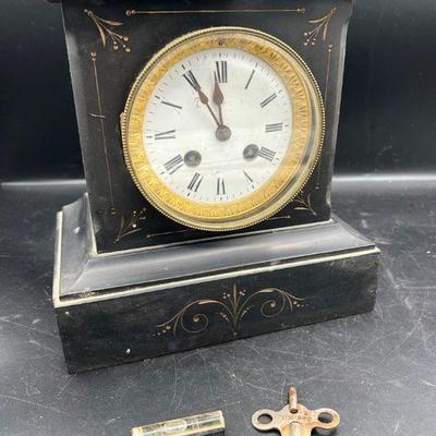 Working Mantle Clock, Seth Thomas Clock Level, & Clock Key
