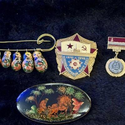 (4) Vintage Russian Pins
