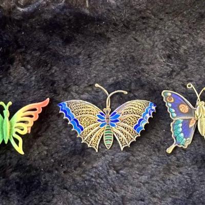 (3) Butterfly Brooches Feat. Signed Mamselle
