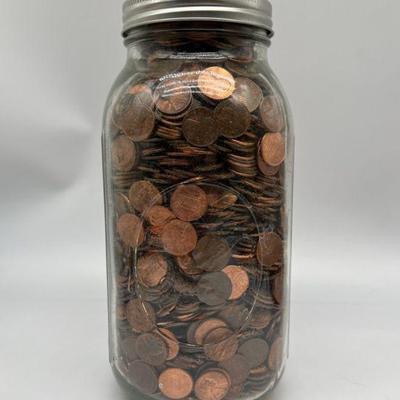 Enormous, Ridiculous Jar of Pennies - Over 14lbs!
