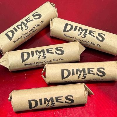 (5) Unsearched Rolls of Dimes in Local Worcester Coin Rolls
