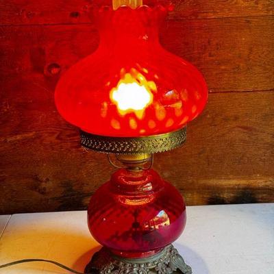 Ruby Red Hurricane Lamp
