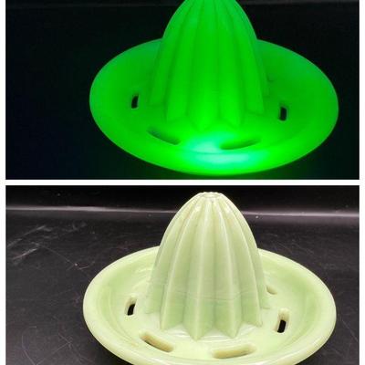 Ultraviolet Reactive Vintage Jadeite Jeannette Juicer
