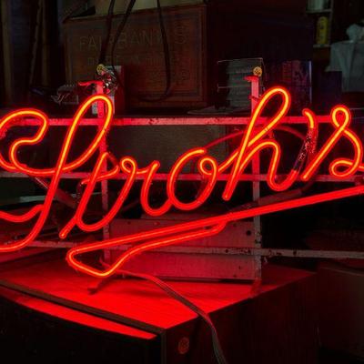Red Neon Stroh’s Beer Sign
