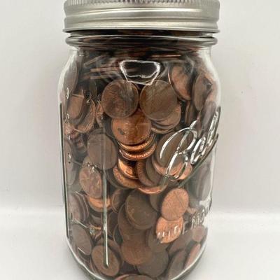 Unsearched Jar of Pennies - Over 8 Lbs!
