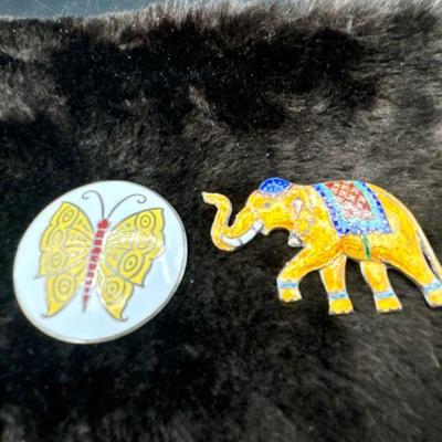 (2) Brooches Stamped “Thailand Sterling”
