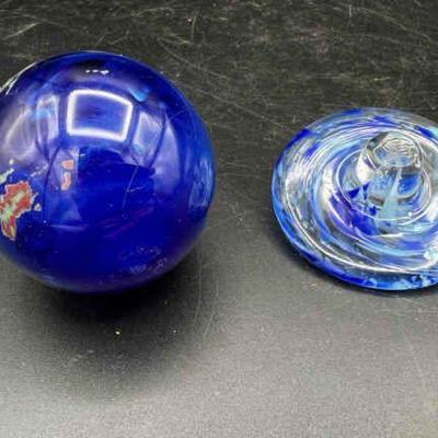 Glass Marble Globe & Swirled Glass Spinning Top
