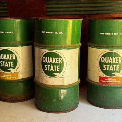 (3) Empty Quaker State Barrels
