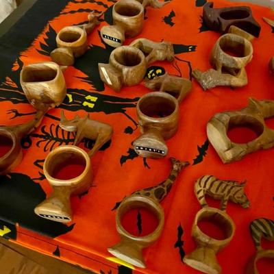 Beautiful Carved Wood bowls, napkin rings all artisan made