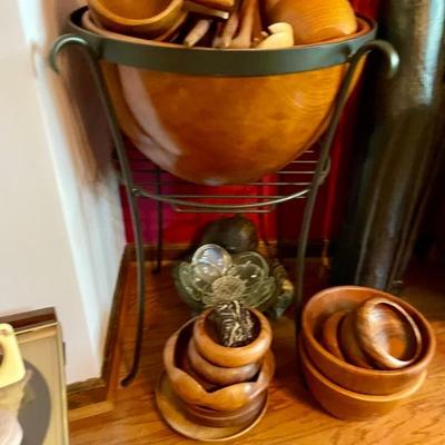 Beautiful Carved Wood bowls, napkin rings all artisan made