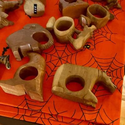 Beautiful Carved Wood bowls, napkin rings all artisan made