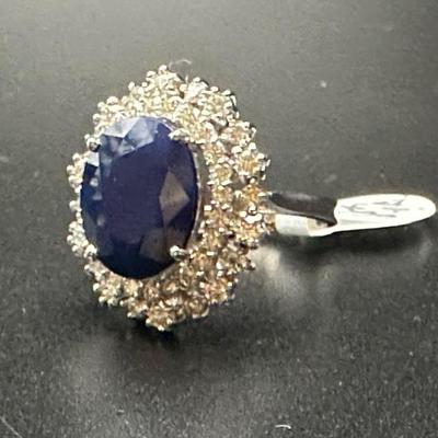 Sapphire and diamonds on 14k gold setting