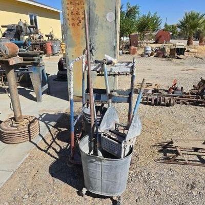 #1026 • Metal Mop Bucket Metal Rolling Cart
