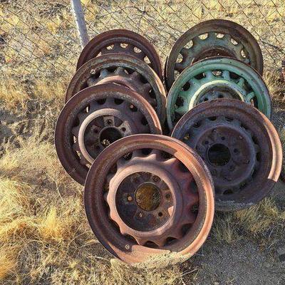 #3036 • (7) Vintage 6-Lug Artillery Wheels
