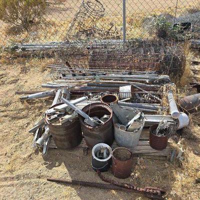 #3846 • Chicken Wire, Metal Pipe, Fence Post Caps, and Fence Stretcher
