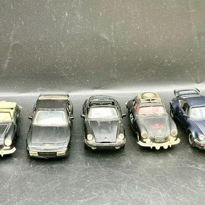 (5) Black Porsche Toy Cars
