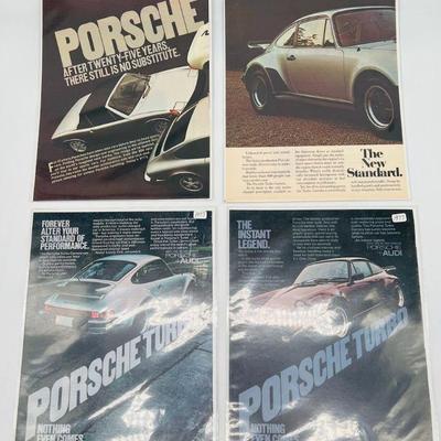 (4) Vintage Porsche Advertisements 1975-1977
