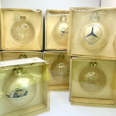 (7) Classic Car Glass Ornaments - Porsche & Mercedes
