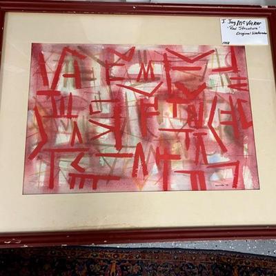 J. Jay McVicker "Red Structure," original watercolor
