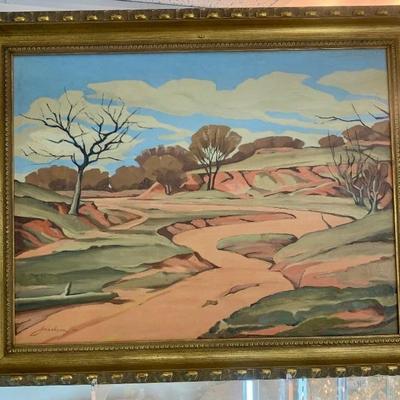 Oscar Jacobson, "Red Earth," original. 20" x 25"
