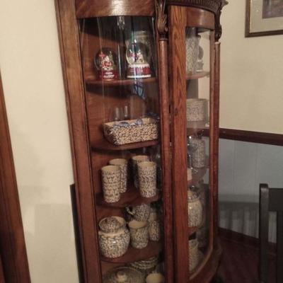 Oak bowfront china cabinet