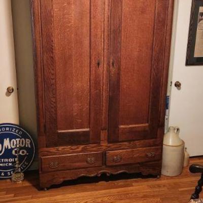 Oak Armoire with Key